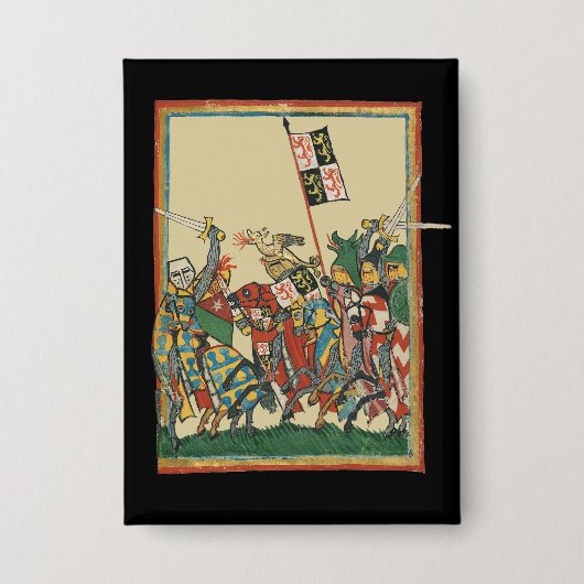 Ritter Charging, Codex Manesse aus dem 14. Jahrhun Button (Vorderseite)