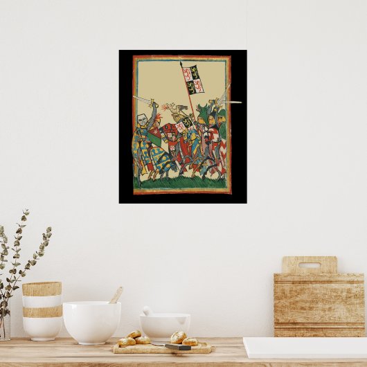 Ritter Charging, Codex Manesse aus dem 14. Jahrhun Poster (Küche)