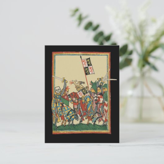 Ritter Charging, Codex Manesse aus dem 14. Jahrhun Postkarte (Stehend Vorderseite)