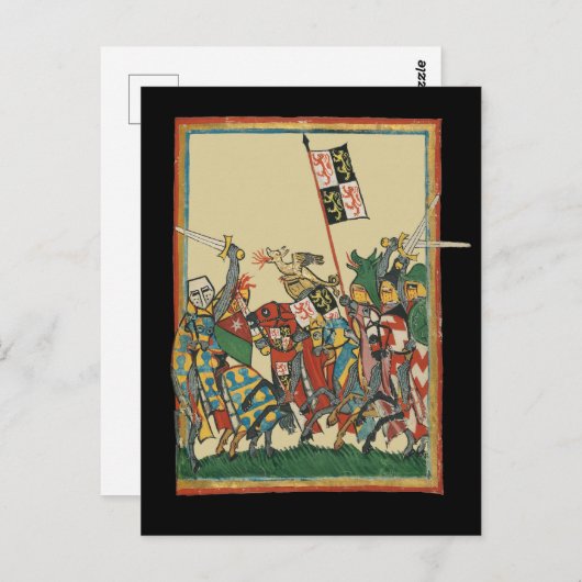 Ritter Charging, Codex Manesse aus dem 14. Jahrhun Postkarte (Vorne/Hinten)