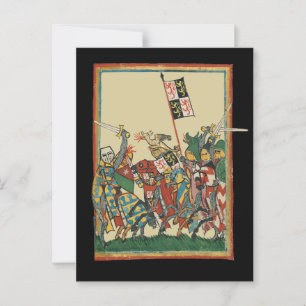 Ritter Charging, Codex Manesse aus dem 14. Jahrhun Postkarte