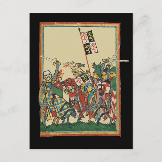 Ritter Charging, Codex Manesse aus dem 14. Jahrhun Postkarte (Vorderseite)
