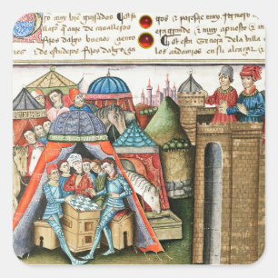 Ritter Cifar beobachtet das feindliche Lager beim  Quadratischer Aufkleber