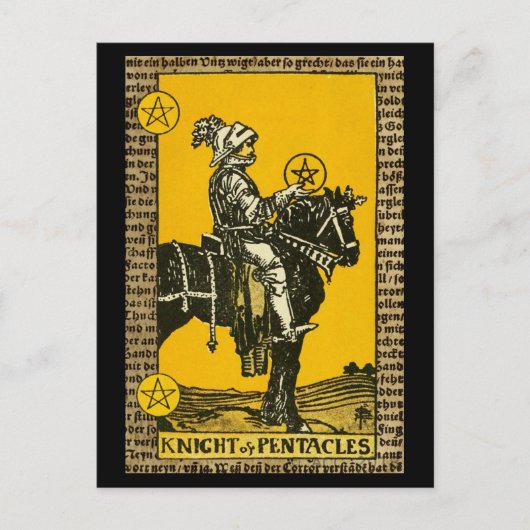 Ritter der Pentakel Tarot Postkarte (Vorderseite)