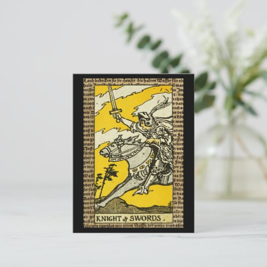 Ritter des Schwerter Tarot Postkarte (Stehend Vorderseite)