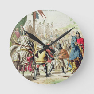 Ritter, die zu Fuß in einem Turnier, Platte 1 Runde Wanduhr