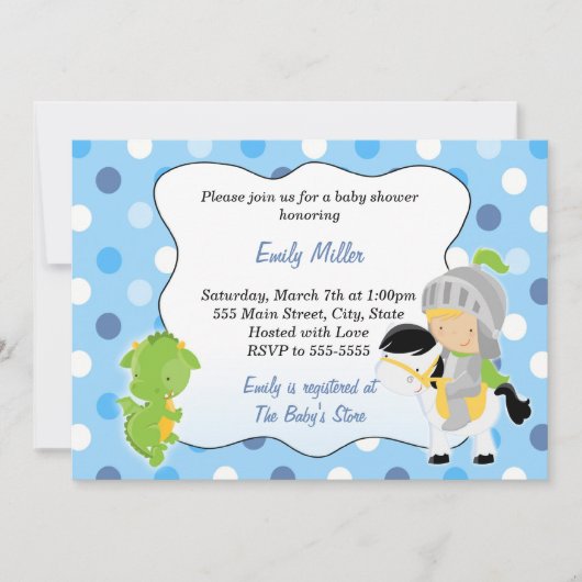 Ritter-Drache-Baby-Duschen-Einladung Einladung (Vorderseite)