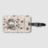 Ritter Eule in glänzender Rüstung rote Rosen flora Gepäckanhänger (Vorderseite (Horizontal))