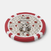 Ritter Eule in glänzender Rüstung rote Rosen sehen Pokerchips (Einzeln)