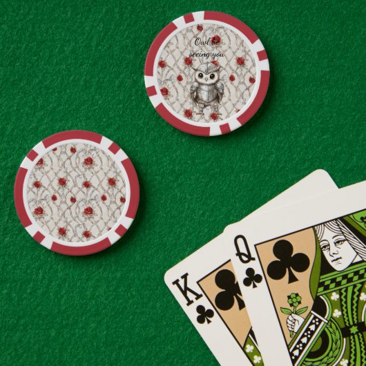 Ritter Eule in glänzender Rüstung rote Rosen sehen Pokerchips (Pokertisch (doppelt))