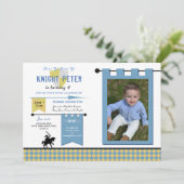 Ritter Foto Mittelalterliche Geburtstagsparty Einladung (Stehend Vorderseite)