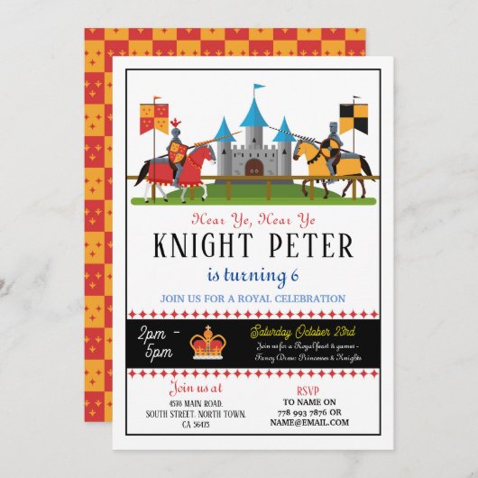Ritter Geburtstagsparty - Einladung (Vorne/Hinten)