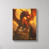Ritter gegenüber dem Roten Drachen auf der fiery M Leinwanddruck (Vorderseite)