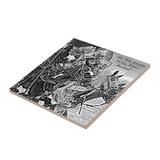 Ritter im Mittelalter auf Pferden Historische Kuns Fliese (Seite)