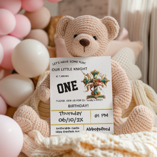 Ritter im Rüstungsmuseum Party zum ersten Geburtst Einladung