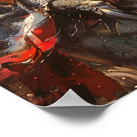 Ritter in der Rüstung auf einem Pferd Poster (Ecke)