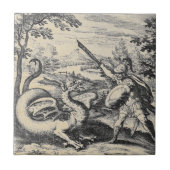 Ritter in der Rüstung Slegend Drache Fliese (Vorderseite)
