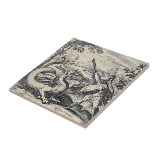 Ritter in der Rüstung Slegend Drache Fliese (Seite)