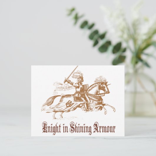 Ritter in glänzender Rüstung Postkarte (Stehend Vorderseite)