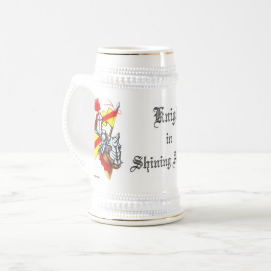 Ritter in glänzender Rüstungs-Kunst und Text Bierglas (Vorderseite Links)