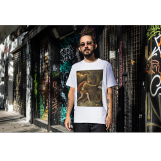 Ritter in goldener Rüstung gegen den Drachen T-Shirt