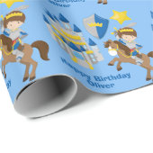 Ritter in leuchtender Rüstung Custom Blue Boys Geb Geschenkpapier (Rolleneckpunkt)