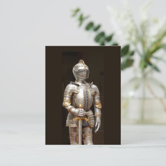 Ritter in leuchtender Rüstung Postkarte (Stehend Vorderseite)