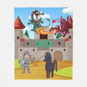 Ritter in leuchtender Rüstung und Albernen Drachen Fleecedecke (Vorderseite)