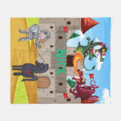 Ritter in leuchtender Rüstung und Albernen Drachen Fleecedecke (Vorderseite (Horizontal))