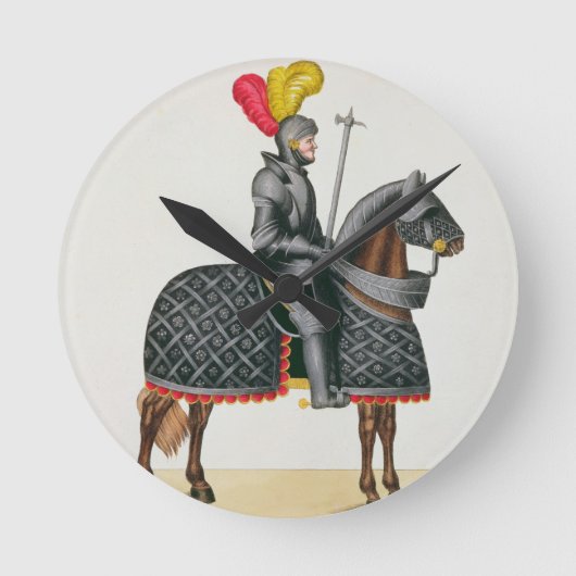 Ritter in Rüstung auf seinem Pferd, Teller von 'A  Runde Wanduhr (Vorderseite)