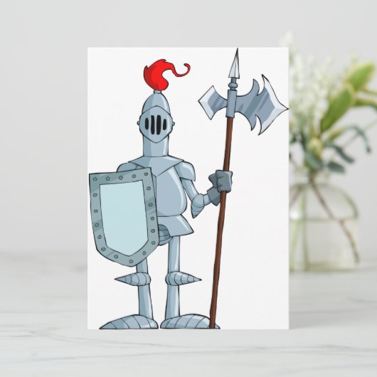 Ritter in Rüstung Einladungen (Stehend Vorderseite)