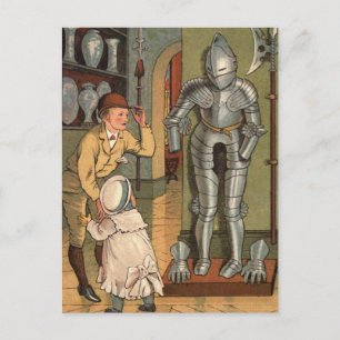 Ritter in Rüstung Vintage Illustration Postkarte