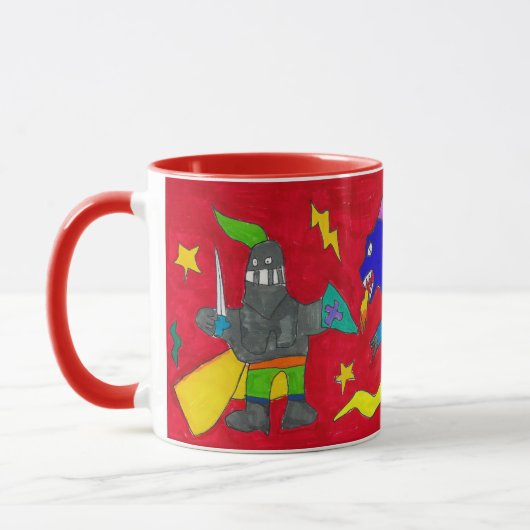 "Ritter in strahlender Rüstung" Bunter Becher Tasse (Links)