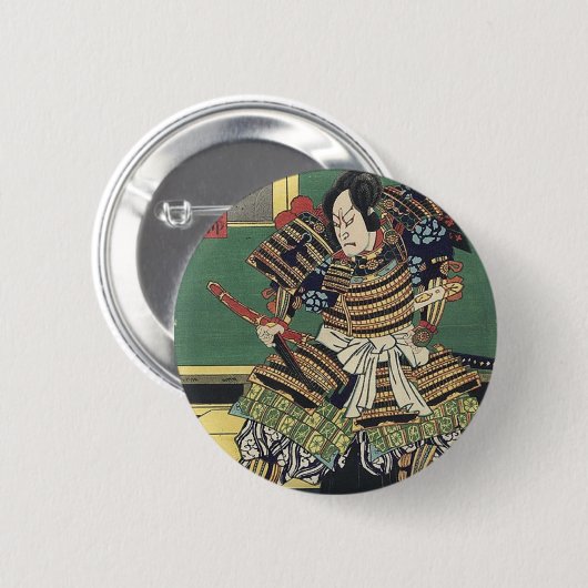 Ritter japanischer ukiyo-e samurai-Krieger Button (Vorne & Hinten)