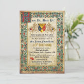 Ritter jouten mittelalterliches Manuskript Geburts Einladung (Stehend Vorderseite)