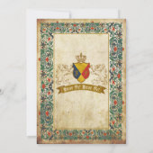 Ritter jouten mittelalterliches Manuskript Geburts Einladung (Rückseite)