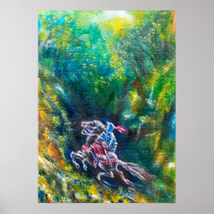 RITTER LANCELOT, PFERD REITEND IM GRÜNEN WALD POSTER