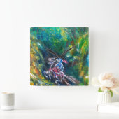 RITTER LANCELOT, REITEN IM GRÜNEN WALD QUADRATISCHE WANDUHR (Zuhause)