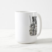 Ritter mit schwarzer Katze Mittelalterlich Kaffeetasse (VorderseiteRechts)