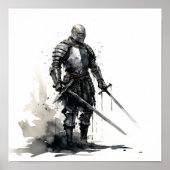 Ritter mit Schwert - Plakat mit eindrucksvoller Se (Vorne)