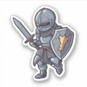 Ritter mit Schwert und Schild Aufkleber (Vorderseite)