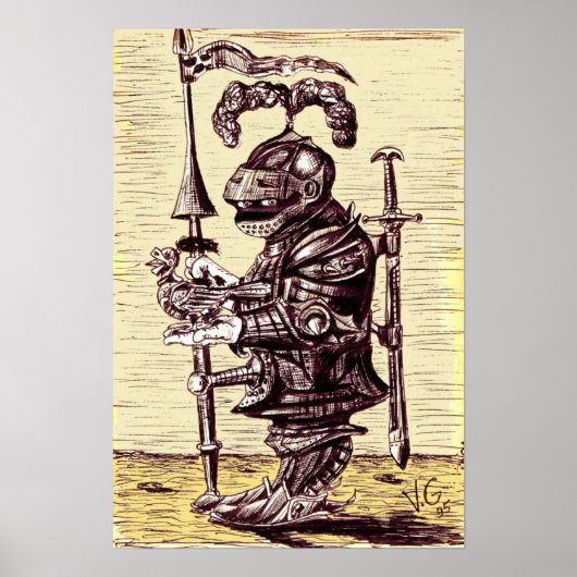 Ritter mit Taubenkunstposter Poster (Vorne)