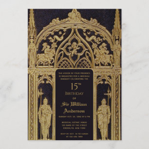 Ritter Mittelalter Geburtstag Schwarz Gold Gotik Einladung