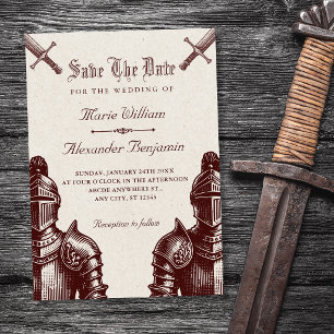 Ritter mittelalterliche Vintage-Hochzeit Save The Date
