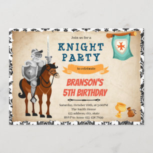 Ritter Prinz Thema Geburtstagseinladung Einladung