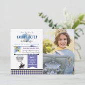 Ritter Prinzessin Ritter Birthday Party Foto Einladung (Stehend Vorderseite)