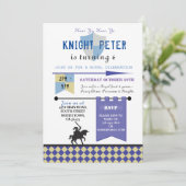 Ritter Prinzessin Ritter Geburtstagsparty einladen Einladung (Stehend Vorderseite)