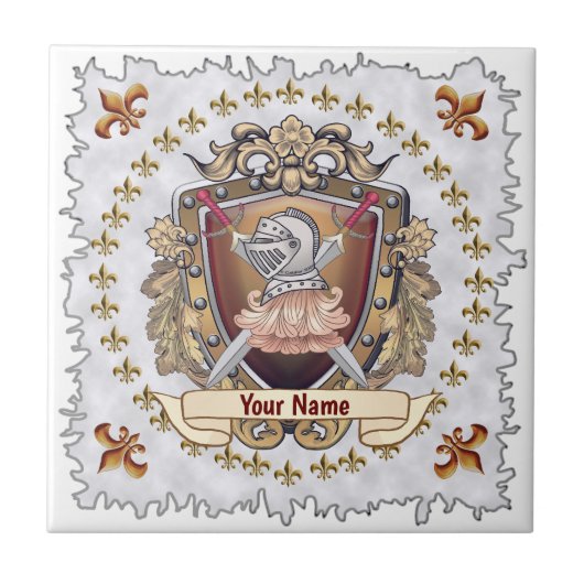 Ritter Schild Nachname Fliese (Vorderseite)