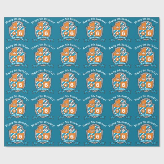 Ritter Schildkröten Jungen 6. Geburtstag Geschenkpapier (Flach)