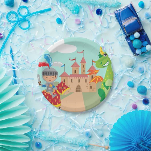 Ritter-Schloss und Drache Pappteller (Party)